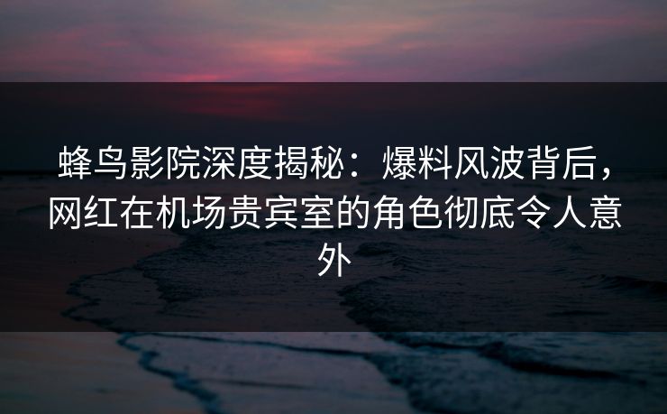 蜂鸟影院深度揭秘：爆料风波背后，网红在机场贵宾室的角色彻底令人意外