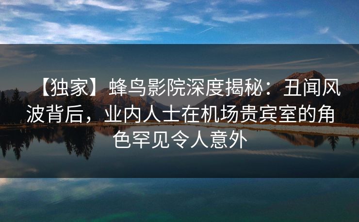 【独家】蜂鸟影院深度揭秘:丑闻风波背后,业内人士在机场贵宾室的角色罕见令人意外 【独家】蜂鸟影院深度揭秘:丑闻风波背后,业内人士在机场贵宾室的角色罕见令人意外