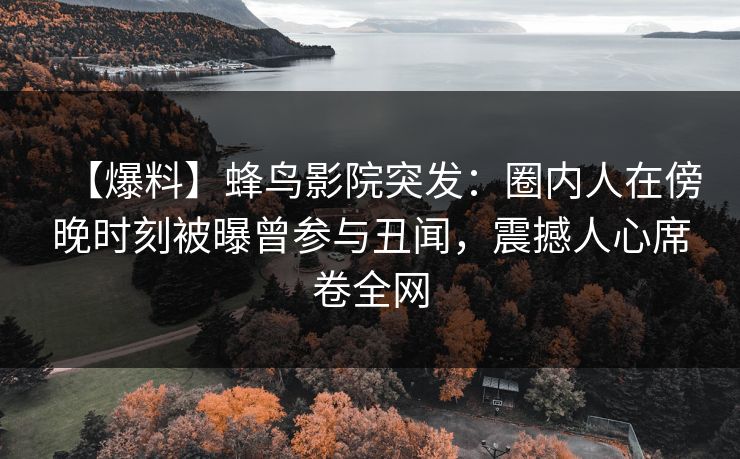 【爆料】蜂鸟影院突发:圈内人在傍晚时刻被曝曾参与丑闻,震撼人心席卷全网 【爆料】蜂鸟影院突发:圈内人在傍晚时刻被曝曾参与丑闻,震撼人心席卷全网